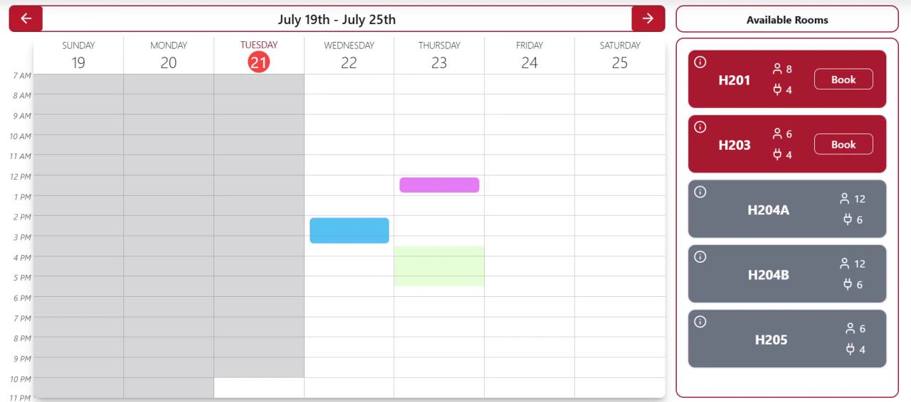 The custom booking portal from a user perspective