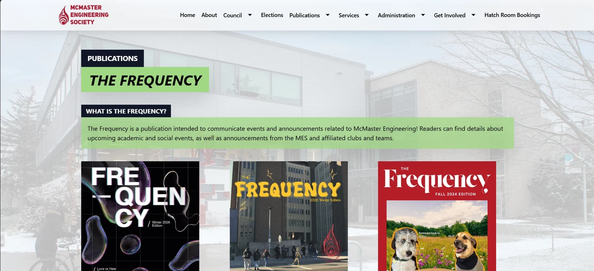A page I worked on for the MES website